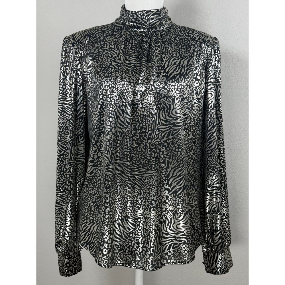 Vintage Metallic Animal Print 80s Top Womens L Mob-wife Disco Glam Party